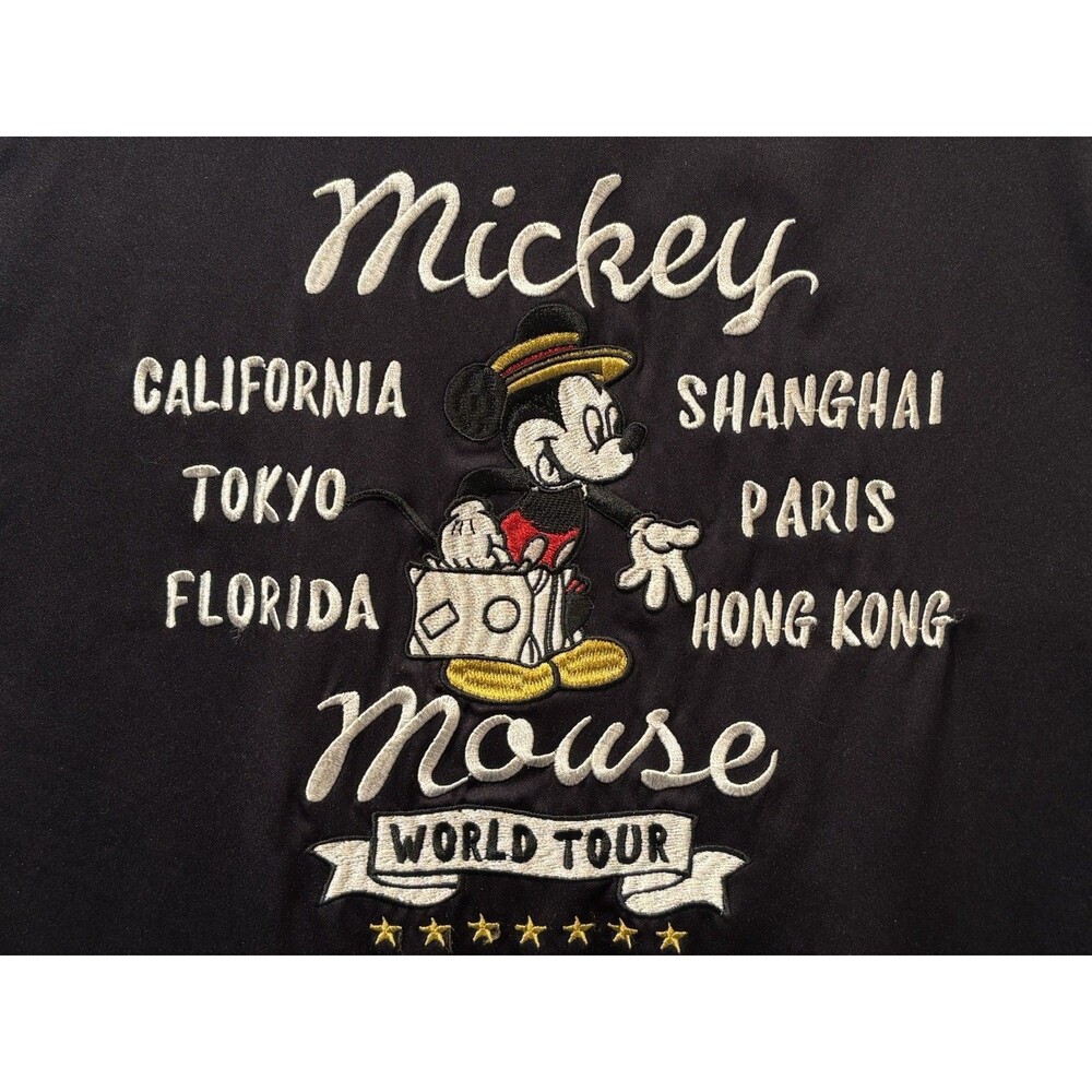 Uniqlo Disney Mickey Mouse World Tour Letterman Bomber Jacket Embroidered XS EUC